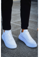 MirgeShoes Beyaz Bağcıklı Erkek Spor Ayakkabı Düz Model Kalın BYZ Taban MRG010602405