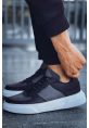 MirgeShoes Siyah-Antrasit Bağcıklı Erkek Spor Ayakkabı Düz Model Kalın BYZ Taban MRG010602405