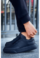 MirgeShoes Siyah Bağcıklı Erkek Spor Ayakkabı Düz Model Kalın SYH Taban MRG010602405