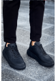 MirgeShoes Siyah Bağcıklı Erkek Spor Ayakkabı Düz Model Kalın SYH Taban MRG010602405