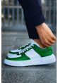 MirgeShoes Beyaz-Yeşil Bağcıklı Erkek Spor Ayakkabı Düz Model Kalın BYZ Taban MRG010602405