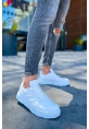 MirgeShoes Beyaz Bağcıklı Erkek Casual Ayakkabı Yüksek Kalın BYZ Taban MRG01062423