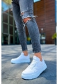 MirgeShoes Beyaz Bağcıklı Erkek Casual Ayakkabı Yüksek Kalın BYZ Taban MRG01062423