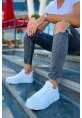 MirgeShoes Beyaz Bağcıklı Erkek Casual Ayakkabı Yüksek Kalın BYZ Taban MRG01062423