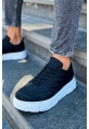 MirgeShoes Siyah Bağcıklı Erkek Casual Ayakkabı Yüksek Kalın BYZ Taban MRG01062423