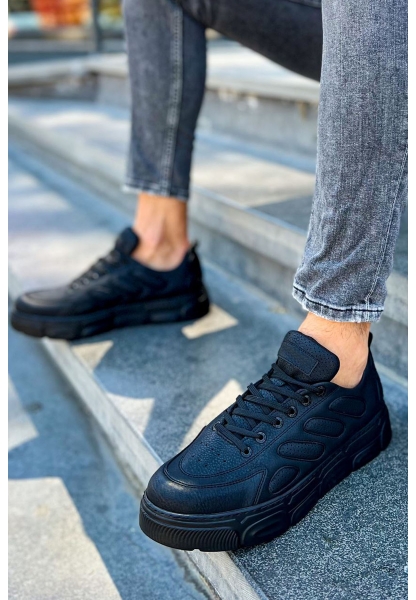 MirgeShoes Siyah Bağcıklı Erkek Casual Ayakkabı Yüksek Kalın SYH Taban MRG01062423