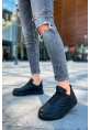 MirgeShoes Siyah Bağcıklı Erkek Casual Ayakkabı Yüksek Kalın SYH Taban MRG01062423