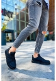 MirgeShoes Siyah Bağcıklı Erkek Casual Ayakkabı Yüksek Kalın SYH Taban MRG01062423