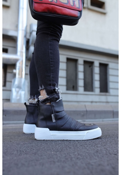 MirgeShoes Siyah Bağcıksız Erkek Swat Model Bot Kalın BYZ Taban MRG01062431