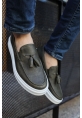 MirgeShoes Haki Tokalı Erkek Loafer Ayakkabı Kalın BYZ Taban MRG01062445