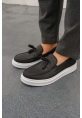 MirgeShoes Siyah Tokalı Erkek Loafer Ayakkabı Kalın BYZ Taban MRG01062445
