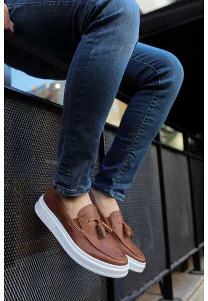 MirgeShoes Taba Tokalı Erkek Loafer Ayakkabı Kalın BYZ Taban MRG01062445