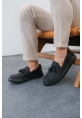 MirgeShoes Mat Siyah Tokalı Erkek Loafer Ayakkabı Kalın SYH Taban MRG01062445