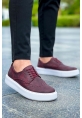 MirgeShoes Bordo Bağcıklı Erkek Klasik Casual Ayakkabı Rahat Yüksek Kalın BYZ Taban MRG01062467