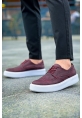 MirgeShoes Bordo Bağcıklı Erkek Klasik Casual Ayakkabı Rahat Yüksek Kalın BYZ Taban MRG01062467