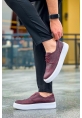 MirgeShoes Bordo Bağcıklı Erkek Klasik Casual Ayakkabı Rahat Yüksek Kalın BYZ Taban MRG01062467