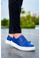 MirgeShoes Mavi Bağcıklı Erkek Klasik Casual Ayakkabı Rahat Yüksek Kalın BYZ Taban MRG01062467