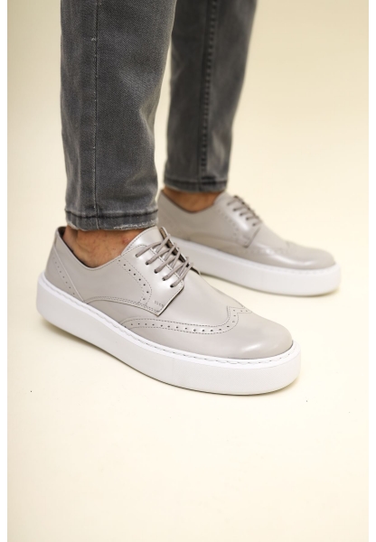 MirgeShoes Bej Bağcıklı Erkek Klasik Casual Ayakkabı Rahat Yüksek Kalın BYZ Taban MRG01062467