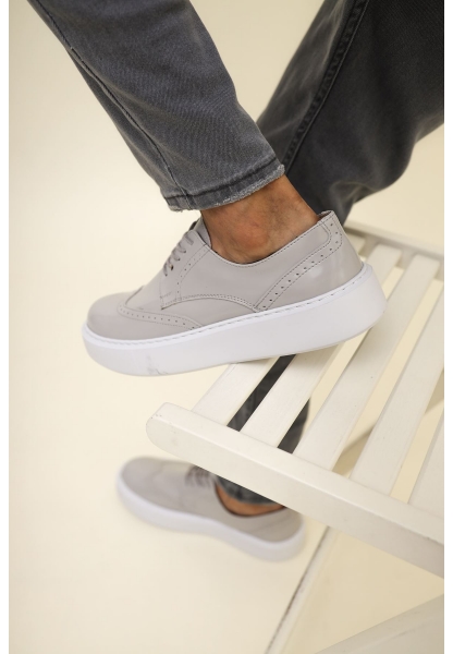 MirgeShoes Bej Bağcıklı Erkek Klasik Casual Ayakkabı Rahat Yüksek Kalın BYZ Taban MRG01062467