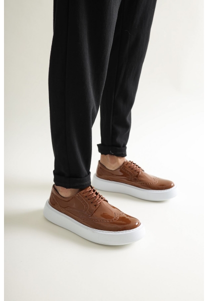 MirgeShoes Kahve Bağcıklı Erkek Klasik Casual Ayakkabı Rahat Yüksek Kalın BYZ Taban MRG01062467
