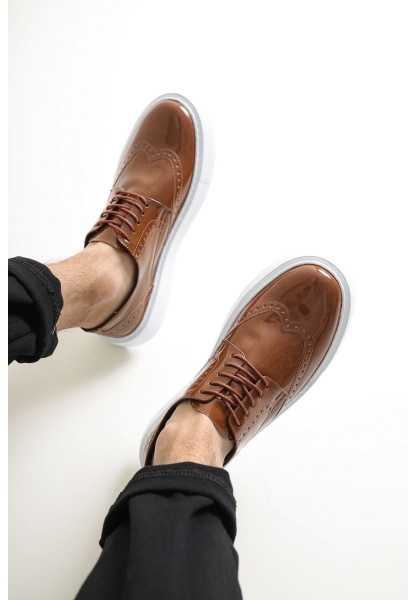 MirgeShoes Kahve Bağcıklı Erkek Klasik Casual Ayakkabı Rahat Yüksek Kalın BYZ Taban MRG01062467