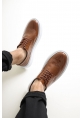 MirgeShoes Kahve Bağcıklı Erkek Klasik Casual Ayakkabı Rahat Yüksek Kalın BYZ Taban MRG01062467