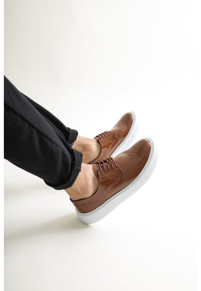 MirgeShoes Kahve Bağcıklı Erkek Klasik Casual Ayakkabı Rahat Yüksek Kalın BYZ Taban MRG01062467