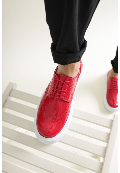 MirgeShoes Kırmızı Bağcıklı Erkek Klasik Casual Ayakkabı Rahat Yüksek Kalın BYZ Taban MRG01062467