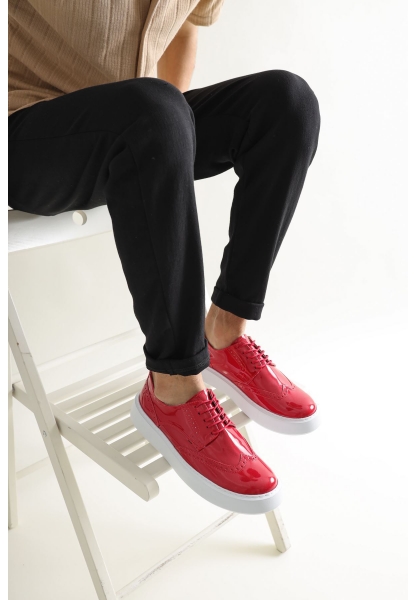 MirgeShoes Kırmızı Bağcıklı Erkek Klasik Casual Ayakkabı Rahat Yüksek Kalın BYZ Taban MRG01062467