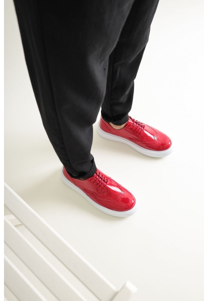 MirgeShoes Kırmızı Bağcıklı Erkek Klasik Casual Ayakkabı Rahat Yüksek Kalın BYZ Taban MRG01062467