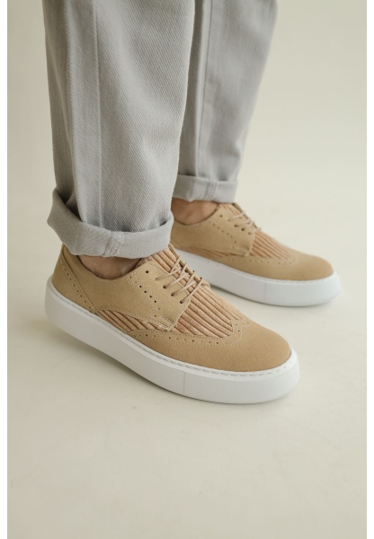 MirgeShoes Kum Bağcıklı Erkek Klasik Casual Ayakkabı Rahat Yüksek Kalın BYZ Taban MRG01062467