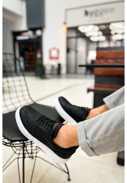 MirgeShoes Siyah Bağcıklı Erkek Oxford Ayakkabı Yüksek Kalın BYZ Taban MRG01062471