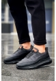 MirgeShoes Siyah Erkek Sport Runner Ayakkabı Bağcıklı Rahat Kalın SYH Taban MRG01062497