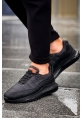 MirgeShoes Siyah Erkek Sport Runner Ayakkabı Bağcıklı Rahat Kalın SYH Taban MRG01062497