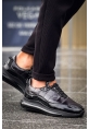 MirgeShoes Parlak Siyah Erkek Sport Runner Ayakkabı Bağcıklı Rahat Kalın SYH Taban MRG01062497
