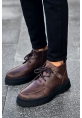 MirgeShoes Kahve Bağcıklı Fermuarlı Erkek Yarım Bilek Bot Kalın SYH Taban MRG01062531