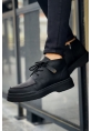 MirgeShoes Siyah Bağcıklı Fermuarlı Erkek Yarım Bilek Bot Cilt Kalın SYH Taban MRG01062531