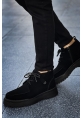 MirgeShoes Siyah Bağcıklı Fermuarlı Erkek Yarım Bilek Bot Kalın SYH Taban MRG01062531
