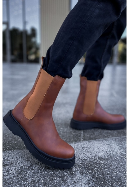 MirgeShoes Taba Lastikli Erkek Postal Bot Kalın SYH Taban MRG01062541