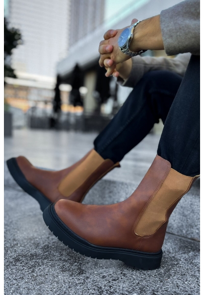 MirgeShoes Taba Lastikli Erkek Postal Bot Kalın SYH Taban MRG01062541