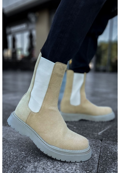 MirgeShoes Kum Lastikli Erkek Postal Bot Süet Kalın GRİ Taban MRG01062541