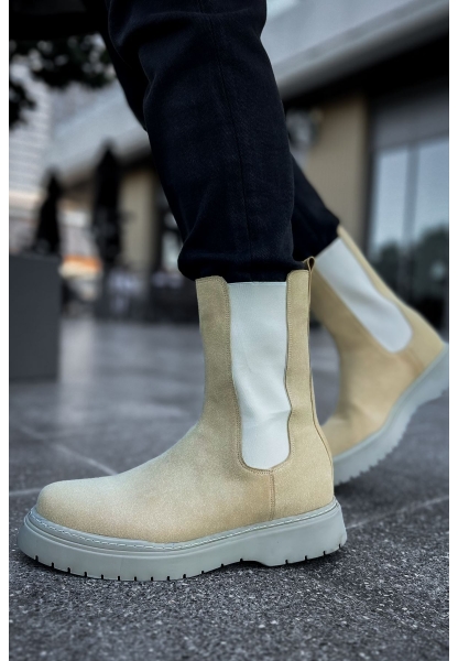 MirgeShoes Kum Lastikli Erkek Postal Bot Süet Kalın GRİ Taban MRG01062541