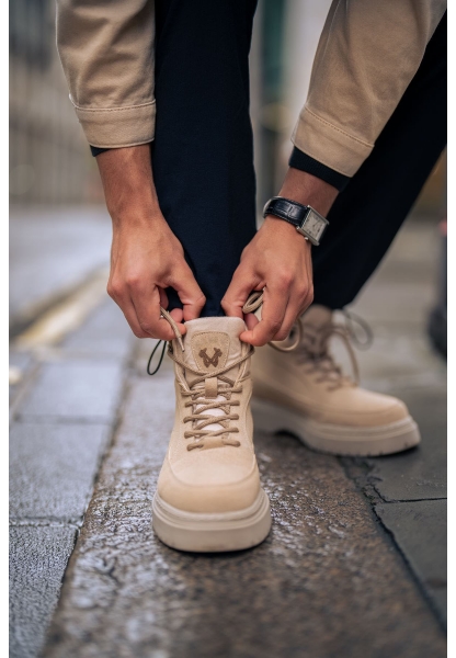 MirgeShoes Kum Bağcıklı Erkek Yarım Bilek Tarz Model Kalın KRM Taban MRG01062543