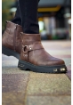 MirgeShoes Kahve Fermuarlı Erkek Chelsea Bot Kalın SYH Taban MRG01062545