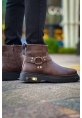MirgeShoes Kahve Fermuarlı Erkek Chelsea Bot Kalın SYH Taban MRG01062545