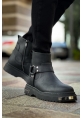 MirgeShoes Siyah Fermuarlı Erkek Chelsea Bot Kalın SYH Taban MRG01062545