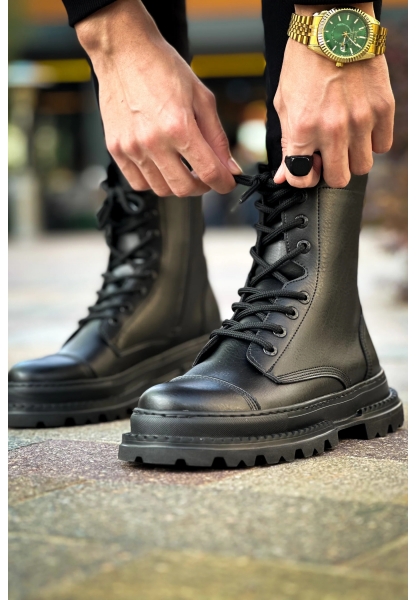 MirgeShoes Siyah Bağcıklı Erkek Chelsea Postal Bot Kalın SYH Taban MRG01062547