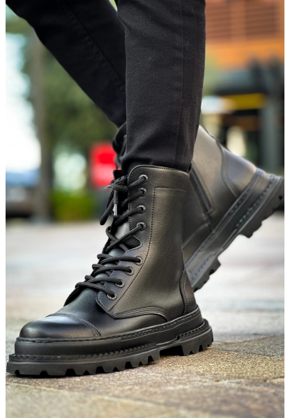 MirgeShoes Siyah Bağcıklı Erkek Chelsea Postal Bot Kalın SYH Taban MRG01062547