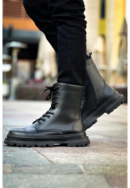 MirgeShoes Siyah Bağcıklı Erkek Chelsea Postal Bot Kalın SYH Taban MRG01062547