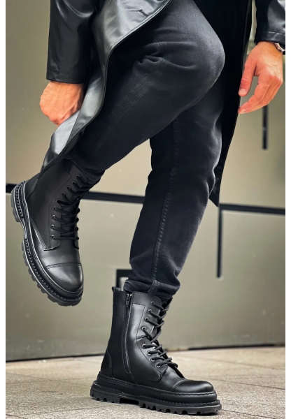 MirgeShoes Siyah Bağcıklı Erkek Chelsea Postal Bot Kalın SYH Taban MRG01062547